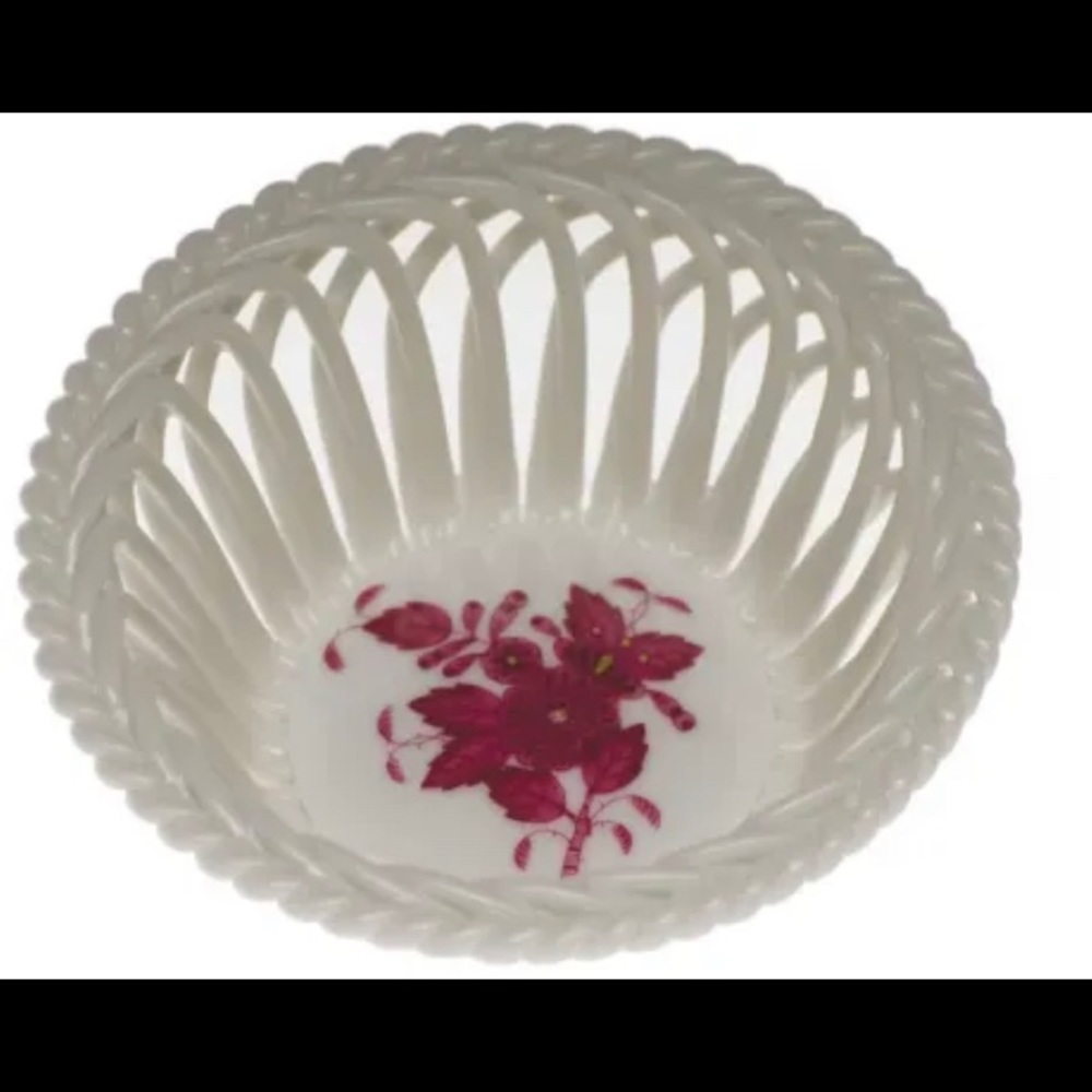 Herend Chinese Bouquet Small Openwork Basket